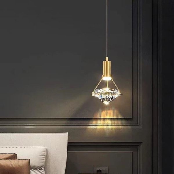 Krystall Hengelampe Led Taklampe Soverom Sengerand