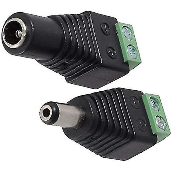 5 Par DC-stik 5,5x2,1 mm 12V Strøm Han/Hun Jack CCTV