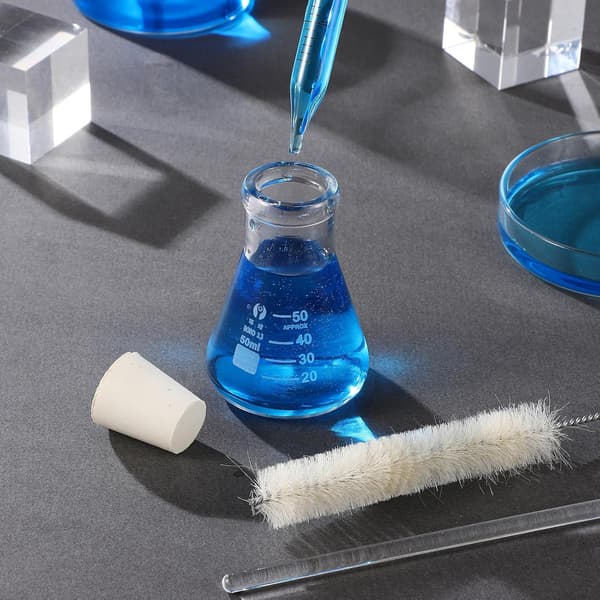 Erlenmeyer Kolbe Flaskesæt 50 ml Glaskonisk Kolbe med Gummiprop, 4 stk. 10 ml