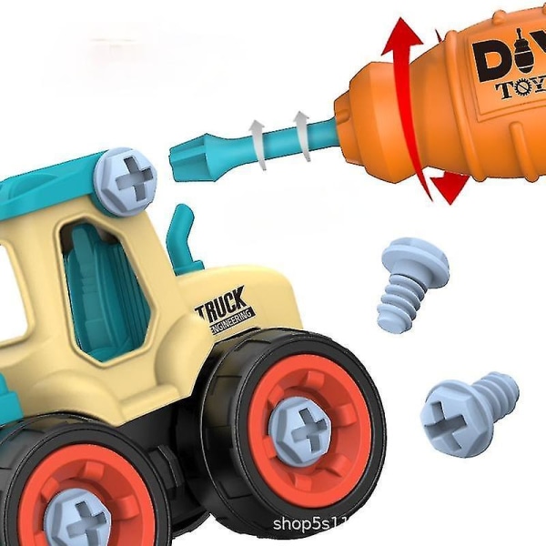 Børne byggelegetøj gør-det-selv skrueteknik Køretøjsgravemaskine Road Roller Bulldozer Børnegave