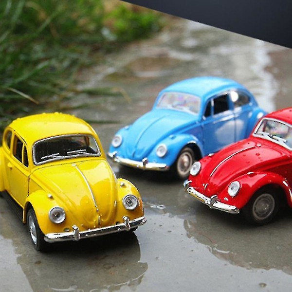 Vintage Beetle Diecast Trekkbil Modell Leke Hvit