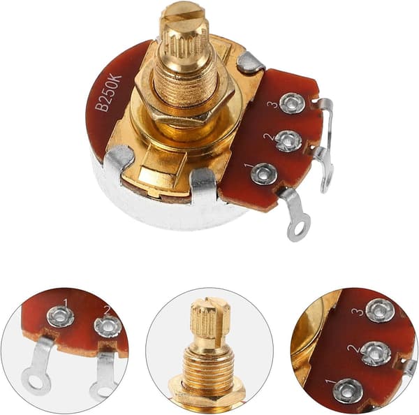 Kopparpotentiometer för exakt volym- och tonjustering för elgitarr och bas med delad axel