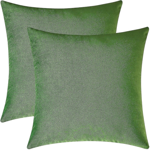 Sett med 2 koselige, kvadratiske, dekorative putetrekk for sofa og seng, grønn, 18 X 18 tommer