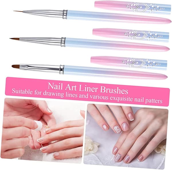 3 st nagelkonstpennor borstfoder professionella manikyrverktyg för nagelkonst DIY-tillbehör
