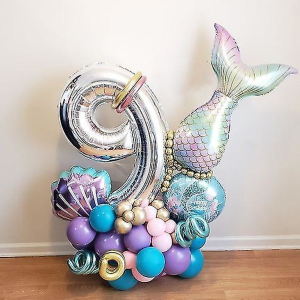 1kpl Mermaid Ariel Foil Balloons Kit 32 tuuman numero