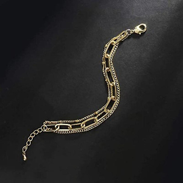 Smyckesset med guldkedja för kvinnor, 14k förgylld, delikat kedjeklipps-armband
