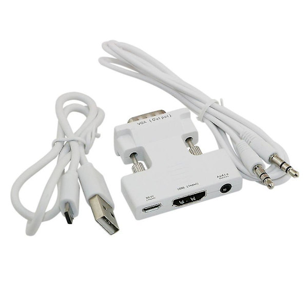 HDMI Hun til VGA Han Konverter + Lydkabel 1080p