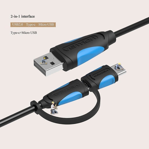 Vention A60 Micro USB till TypeC datasynkroniseringskabel