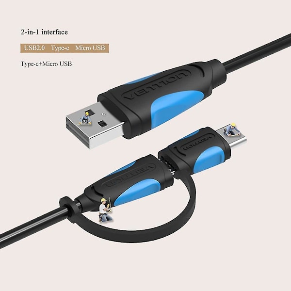 Vention A60 Micro USB - Type-C -datakaapeli