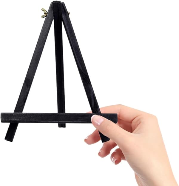 Mini lasten taideteline puinen pöytäpiirustusteline musta 24x18cm kangaspidike