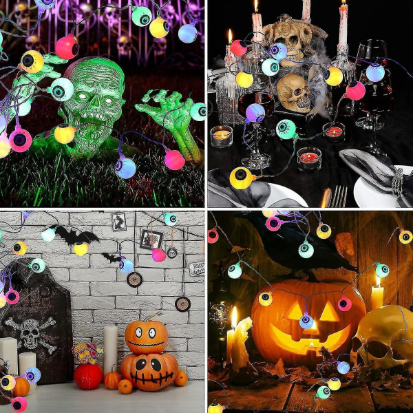 Halloween-huoneen koristeellinen valonauha 20 silmämunan valoa, useita värejä (3m) Bd-yuhao