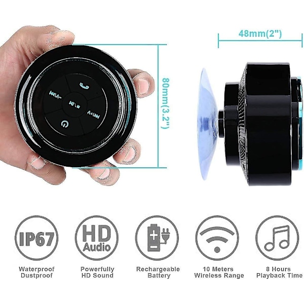 Portabla Bluetooth-högtalare, Vattentät Trådlös Bluetooth-högtalare, Duschradio, Bärbar