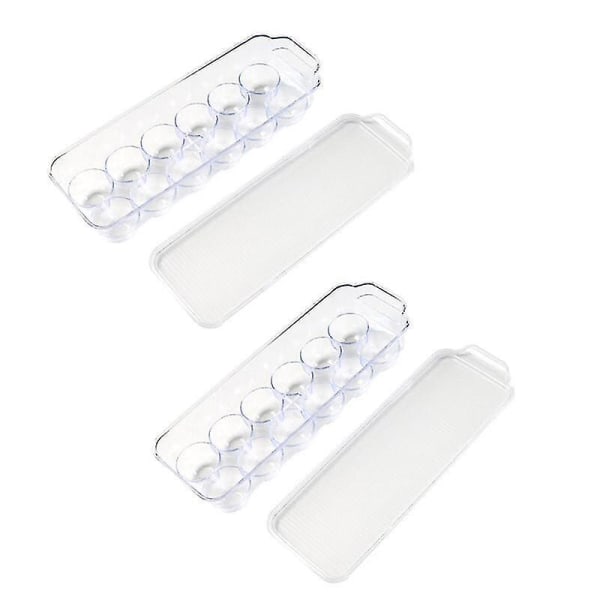 2-pack 12-äggstråg Tjock Transparent Plast Äggförvaringsbehållare