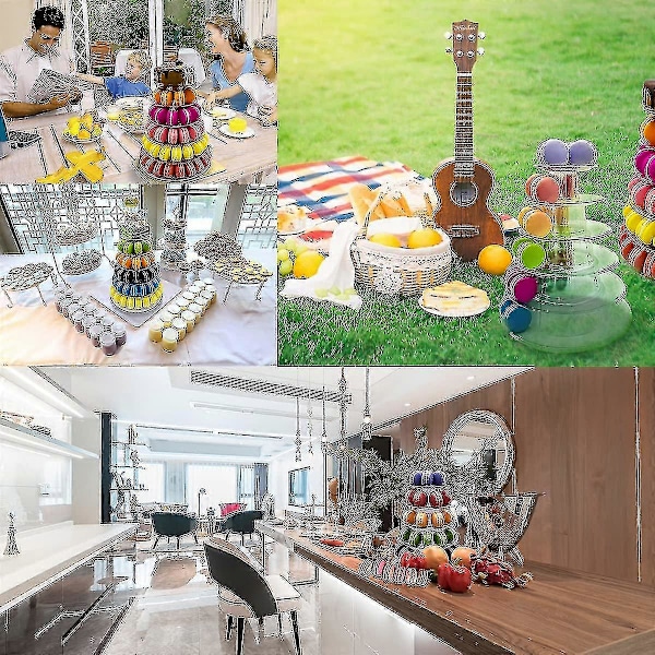 6-vånings Macaron-tornställ för bröllop, födelsedagsfest, Cupcake-kaka, Plastdisplayställ