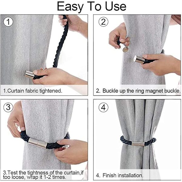 2 stk Magnetiske Gardinbindere Par Magnetiske Gardinbindere Bindere Til Gardiner Gardinclips