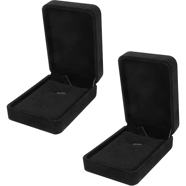 2-pack Lmell Sammets Halsband Presentask, Lång Kedja Smyckesorganisatör Halsband Display Present