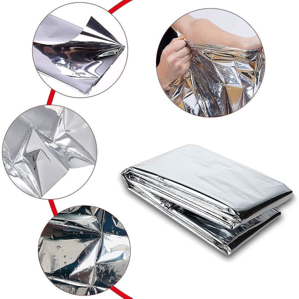 Nödtermofilagret 2-pack Silver 82.6x55 tum Mylar Överlevnadsutrustning