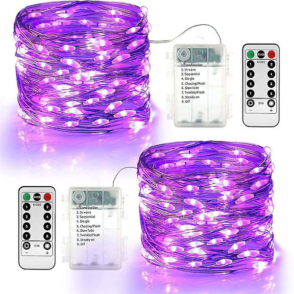 2-pack Solcellsstränglampor 10m 100 LED-lampor Koppar