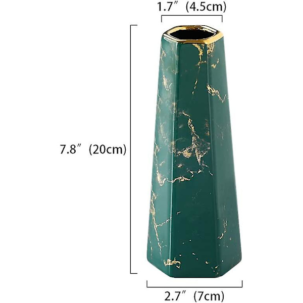 20 cm Vase av Grønn Gull Marmor Keramikk Høy Design Dekorative Vaser for Hjem, Fest, Bryllupssenter