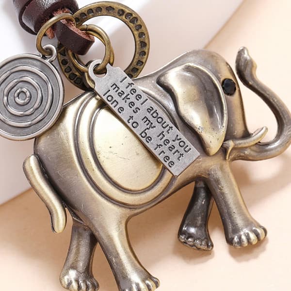 Solid nøkkelring elefant anheng nøkkelringer solid kraftig legering med jernring brun sjarmerende smart