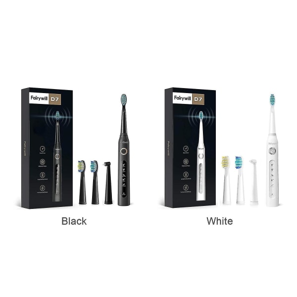 Elektrisk tannbørste for voksne, oppladbar automatisk ren hvit