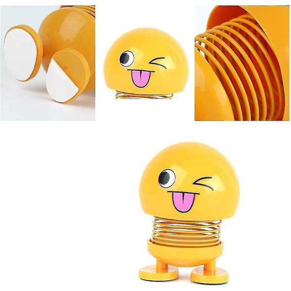8 stk. Søde Emoji Bobble Head Dukker - Sjove Smiley Springs Dansende Legetøj Til Bil Instrumentbræt Pynt