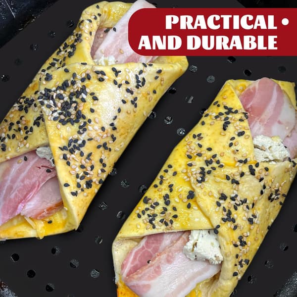 2 stk Airfryer-pute Nonstick Bakematte Silikon Multi-hull Design Høykvalitets Silikonmateriale