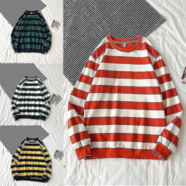 Genser med stripet trykk for kvinner Uformell strikket genser