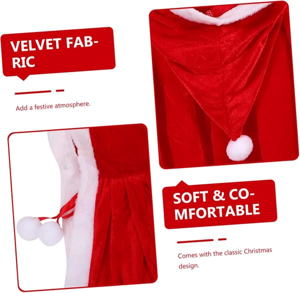Julekappe fløjlshætte til julefrokost, performancekostume, julemandskostume