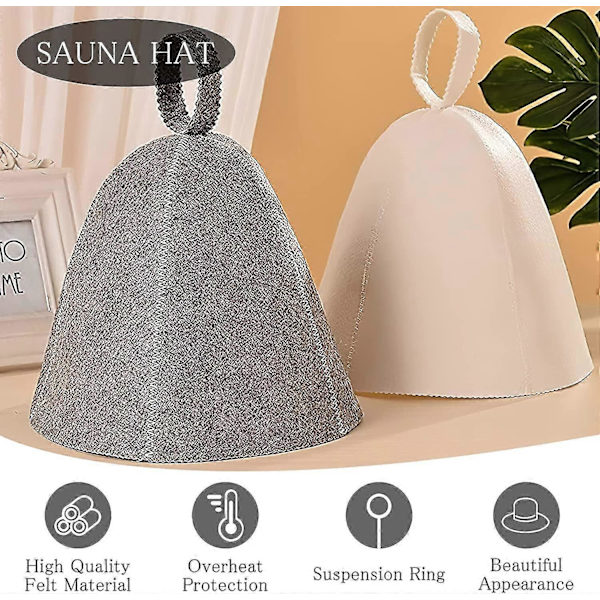 Saunahat, 2 stk. Filt Saunahat, Saunahat til Mænd og Kvinder, Sauna Tilbehør Filt Hætte Sauna Hætte Brusebad Hætte til Sauna Bad Snowflake and Leaf
