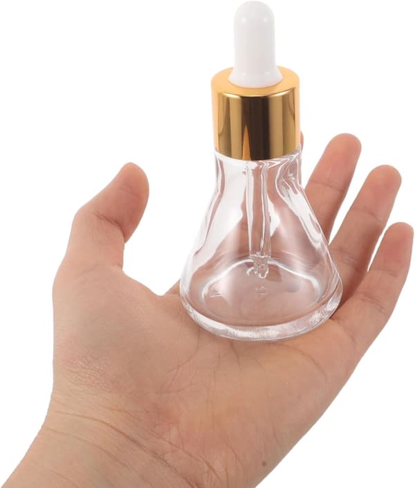 10 st 30 ml koniska glasdroppflaskor med guldkorkar, eteriska oljeflaskor med tjock botten