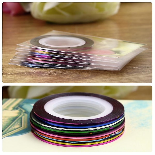 10 farger Nail Roll Striping Tape Line Sticker Dekoration