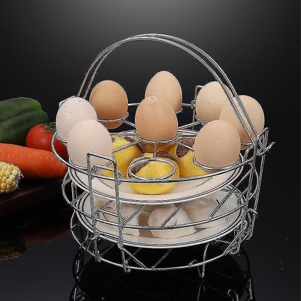 Steamer Rack 3 -tasoinen ruostumattomasta teräksestä pinottu munateline