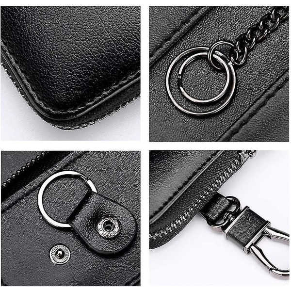 Bilnyckelhållare, Pocket Key Organizer i läder med case för män (127,52,5 cm) Modesvart 1 st