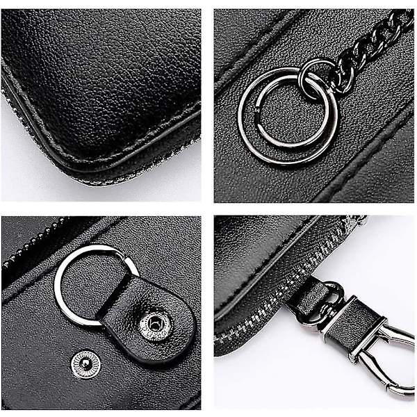 Nyckelhållare i läder, fickorganisatör för nycklar med krokar för män (127.52.5cm) Fashionblack1pcs