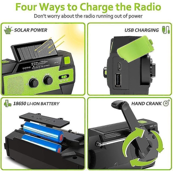 Solar Hand Crank Am-fm-wb Radio 4000mah Power Bank