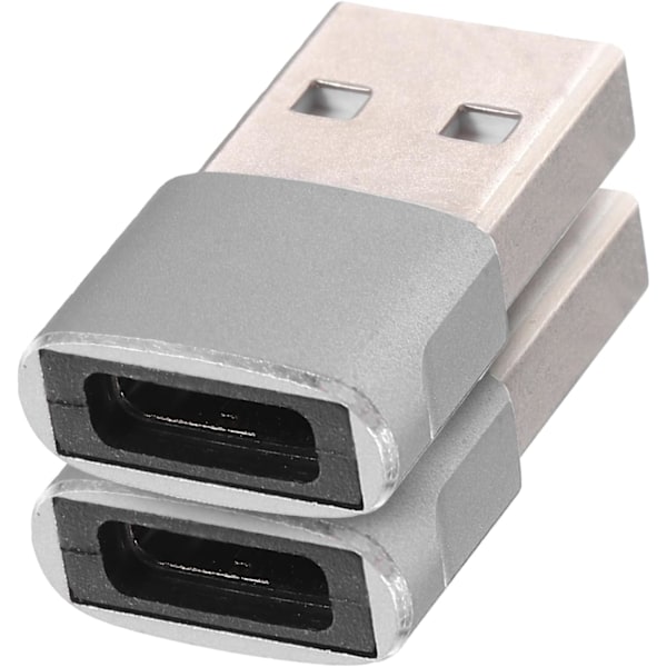 2 stk. Grå Telefontilbehør USB Type-c til USB Adapter Aluminiumlegering Ladekabler Adapter