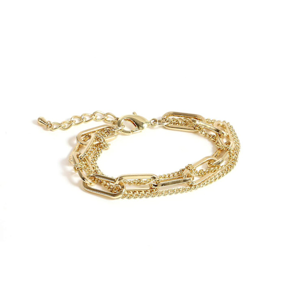 Smyckesset med guldkedja för kvinnor, 14k förgylld, delikat kedjeklipps-armband