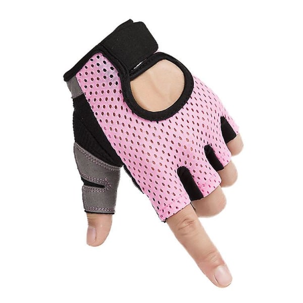 Fitness Handsker Semi - til Mænd og Kvinder Anti -skridsikre for at Forhindre Håndflade-Rynker Åndbar Mesh Pink L