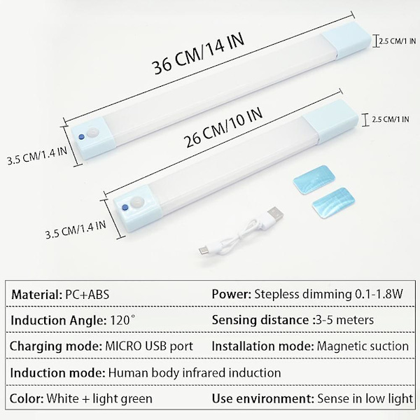 LED Natlysstribe USB Bevægelsessensor Soveværelse Køkken