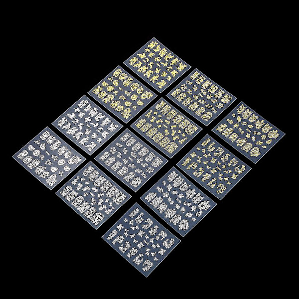 Heta 3D DIY Blommiga Nagelstickers Manikyr Dekaler Stämpling Konst