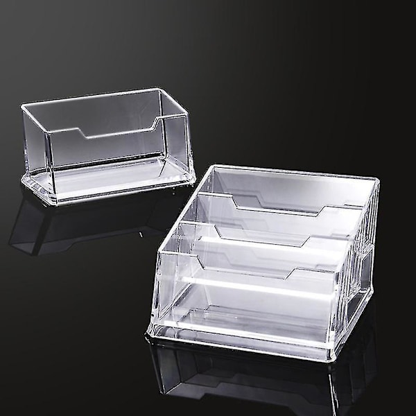 Visitkort Holder Akryl Transparent Kontor Visitkort Holder Skrivebord Enkelt Dobbelt Multi Rum Visitkort Holder (klar) (1 stk)