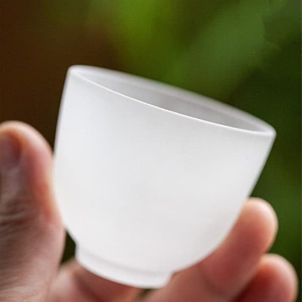 Sky-Mat Glas Teekoppe med Underkop - Bærbar Sæt