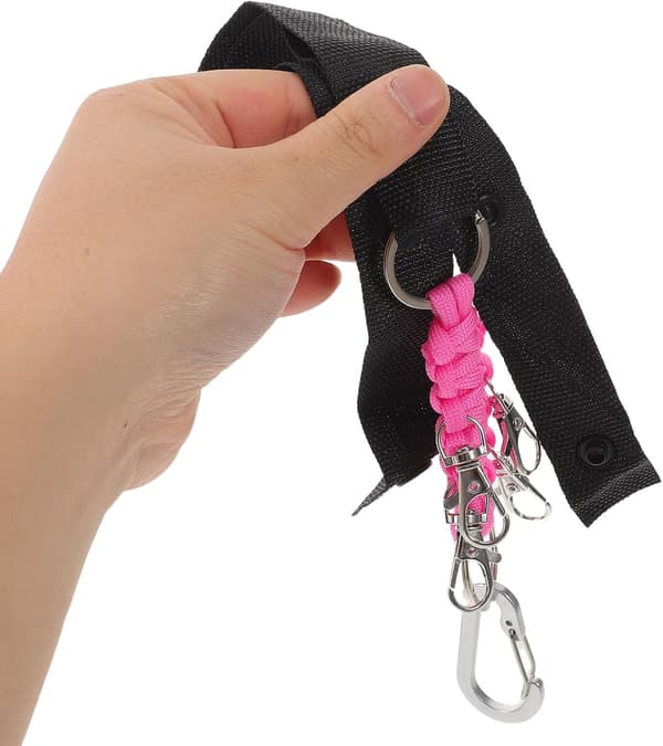 Cheerleader Pom Pom Holder Rem med trykknap, Pink og Sort Robust Pompom Holder