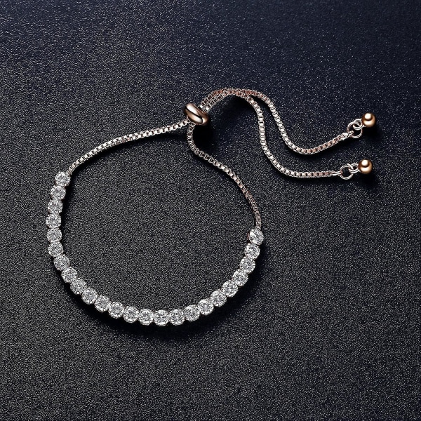 Mode justerbart kedjearmband för kvinnor, cubic zirconia roséguld presentarmband av lyxiga glänsande smycken