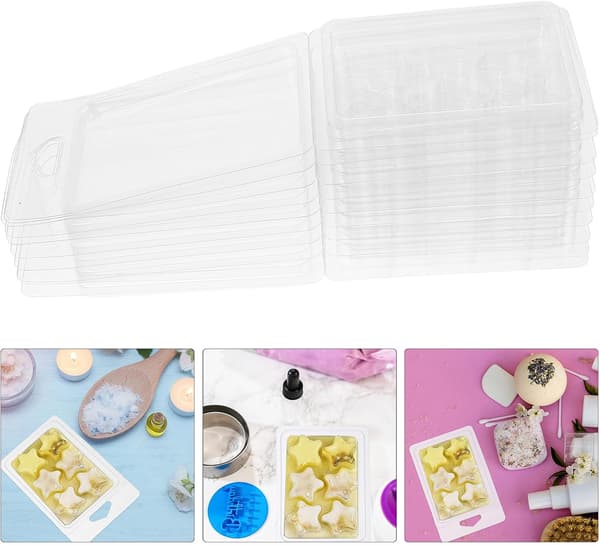 10 st 6-håls pentakelformade plastbehållare för vaxsmältor