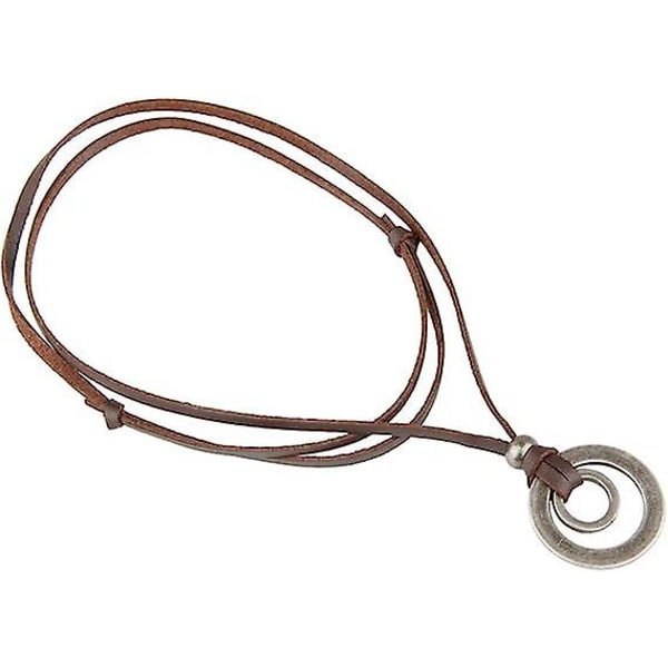 Halsband för män Dubbelcirkelringar Rephänge Halsband Punk Chain Disc Ring Halsband Vintage Smycken