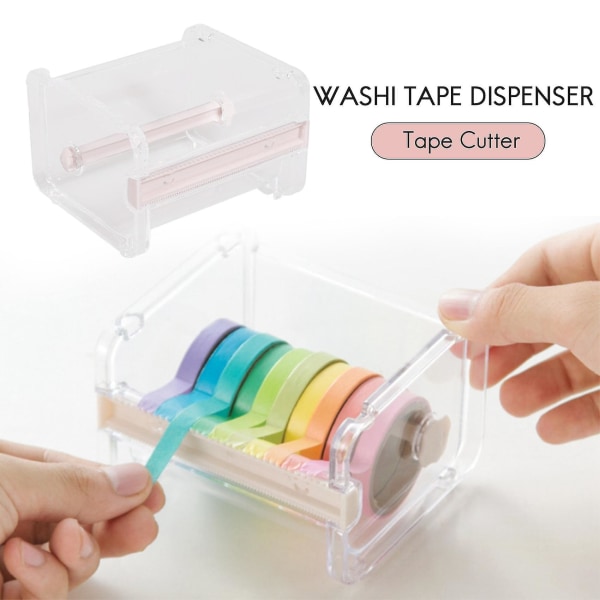 4-pak gennemsigtig synlig desktop multi Washi maskeringstape dispenser, tape cutter, rulle tape holder