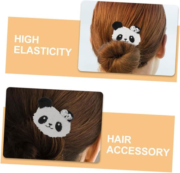 2 st Panda Hårsnoddar Hög Elasticitet Tecknad Scrunchy Slitstarka Elastiska Hästsvanshållare