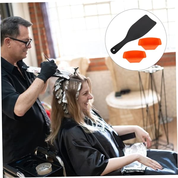 2 sæt hårfarveblandeskål hårfarvebørste highlightbræt til salon